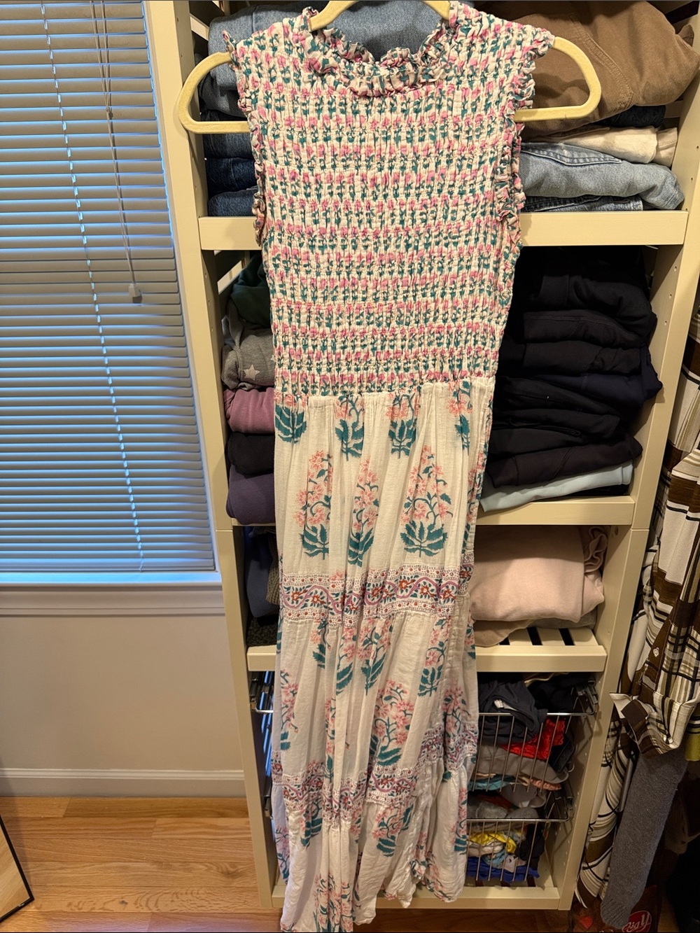 Oliphant Sleeveless Pink & Teal Floral Maxi Dress